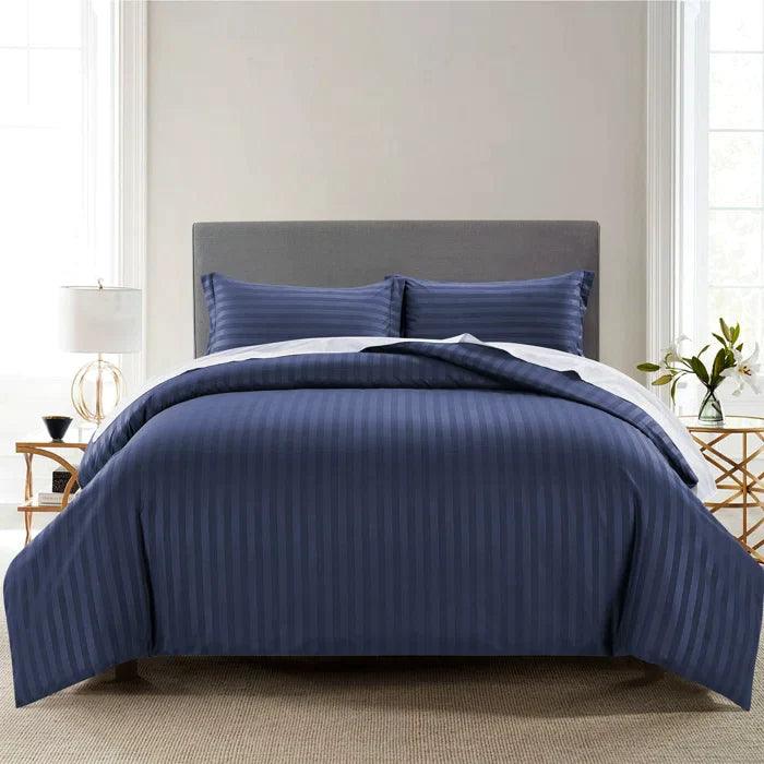 Cotton Satin Stripe Duvet Cover Sets Blue