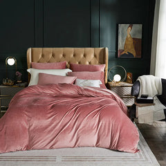 Luxury Velvet Duvet Cover Set - Blush Pink