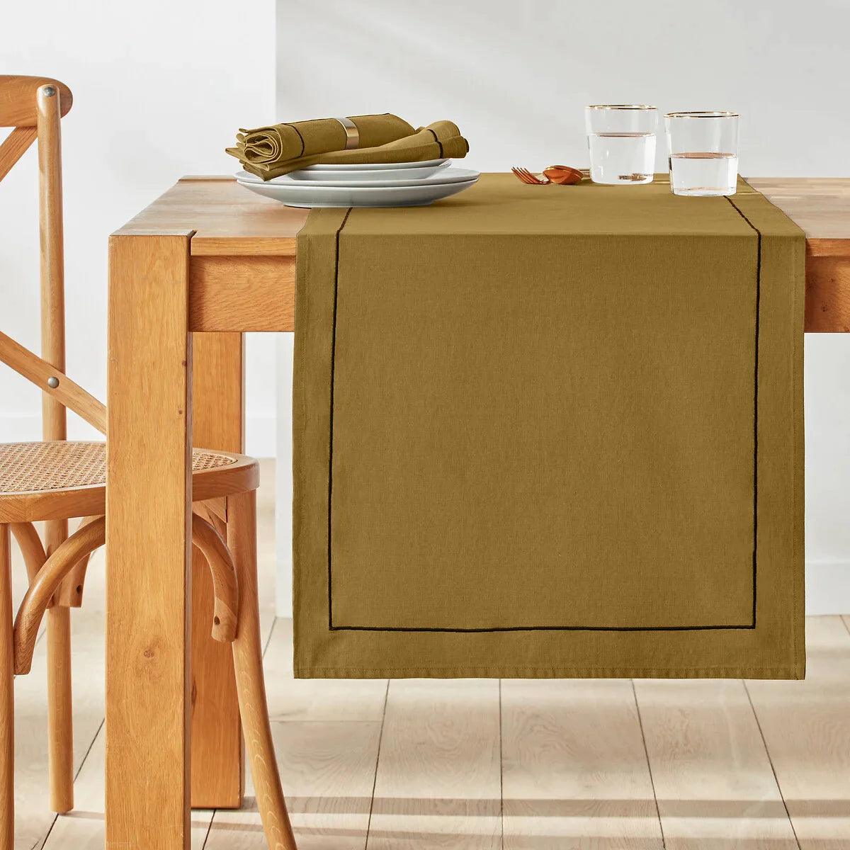 Cotton Dinning Set With Barrata - olive