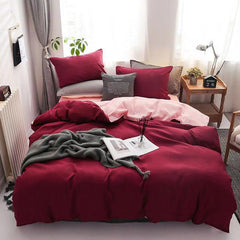 Plain Dyed Reversible Cotton Duvet Cover Sets