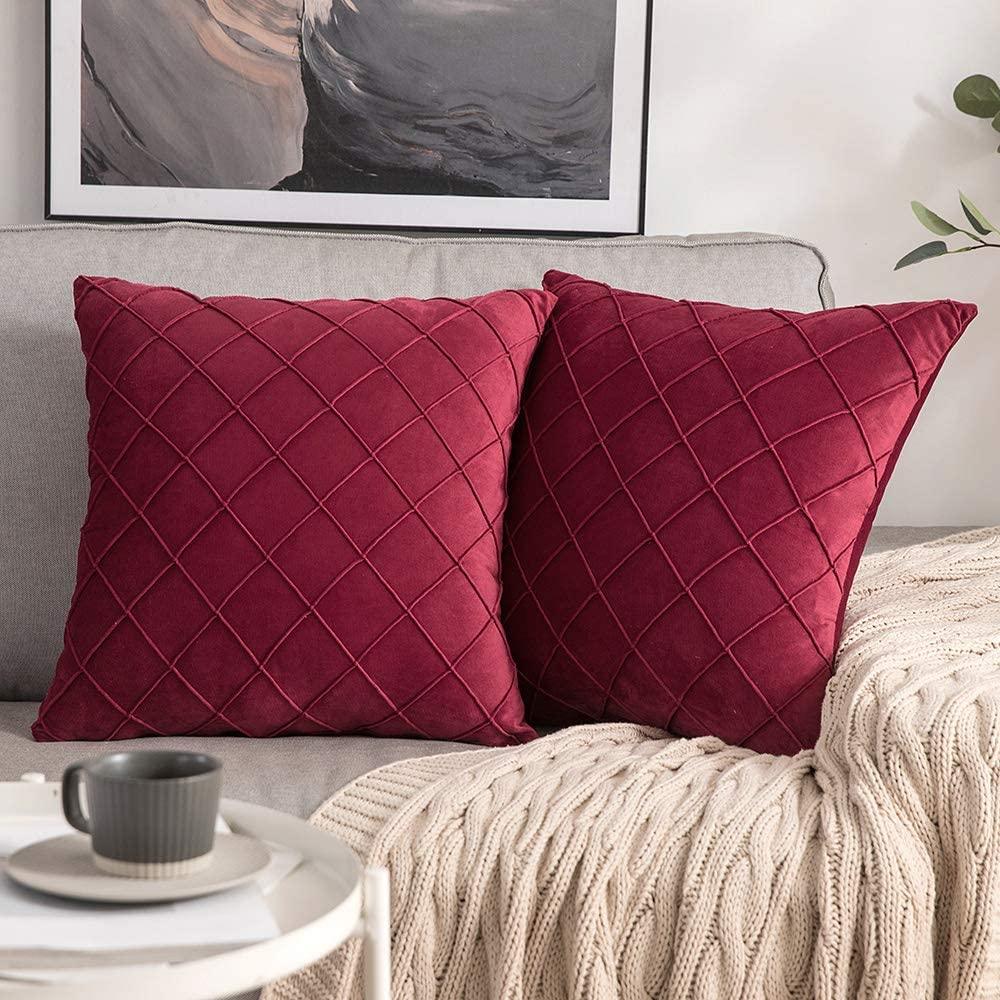 Pleated Velvet Cushion Covers - 2 Pcs Set