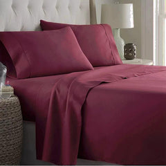 Plain Cotton Bed Sheet Set -Burgundy