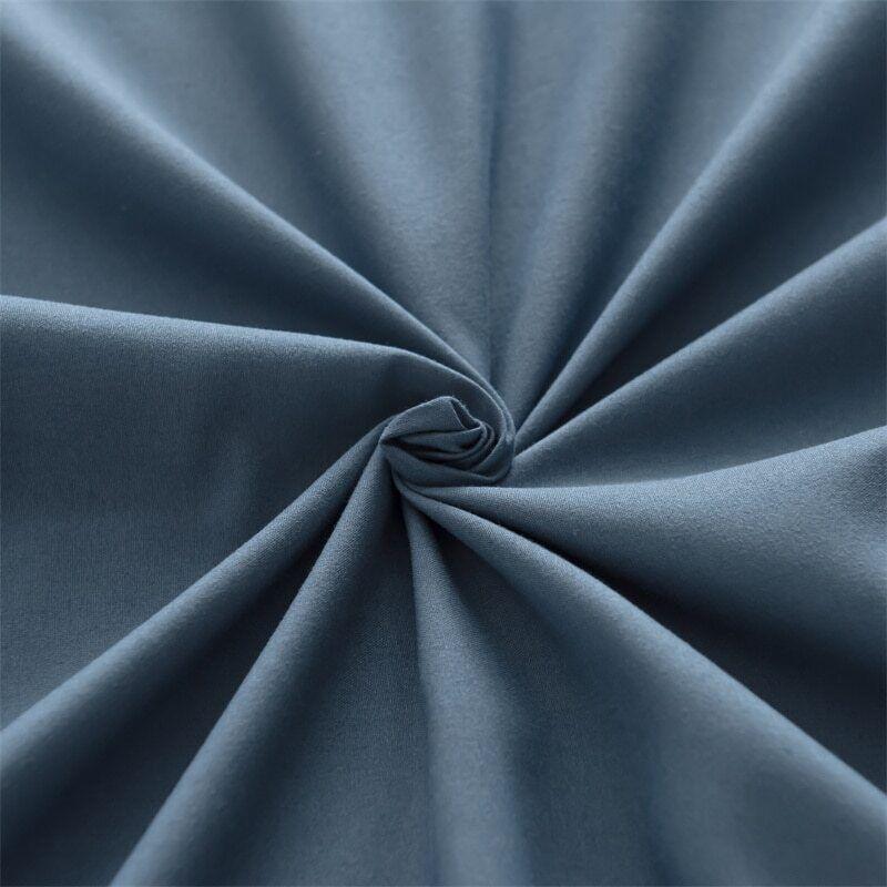 Luxury Cotton Satin Elastic Band Fitted Sheet with Pillows  - Medium Blue