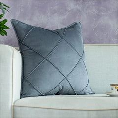 Cross Pleated Velvet Cushion Covers - 1 Pc