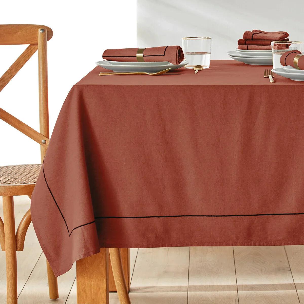 Cotton Dinning Set With Barrata - Rust