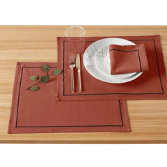 Cotton Dinning Set With Barrata - Rust