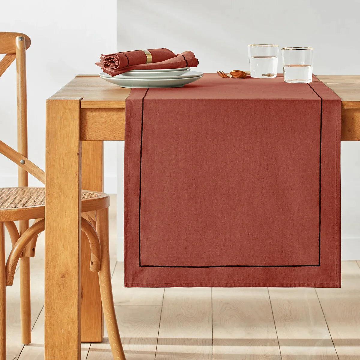 Cotton Dinning Set With Barrata - Rust