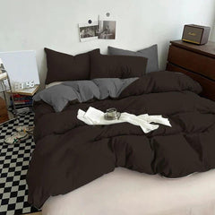 Plain Dyed Reversible Cotton Duvet Cover Sets