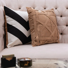 Brickel Beige,Black and White 2 Pc Duck Cushion Cover Set