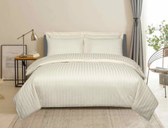 Cotton Satin Stripe Duvet Cover Sets Cream