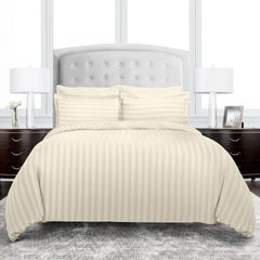 Cotton Satin Stripe Duvet Cover Sets Cream