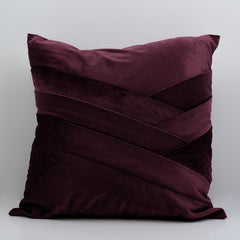 Velvet Burgundy Welt Cushion Cover - 1 Pc