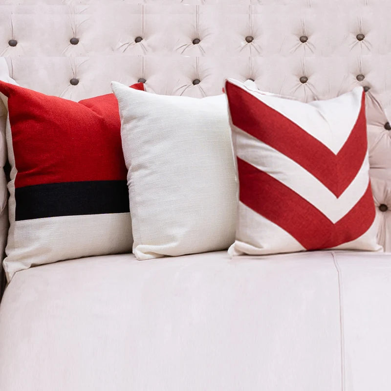 Berry Red Jute Cushion Covers - 3 Pcs Set