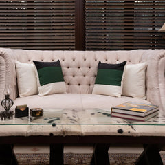 Medow White,Green Jute Cushion Covers - 2 Pc Jute cushion Cover set