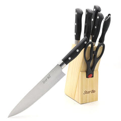 Stainless Steel Knife Set With Wooden Block - Pack Of 8