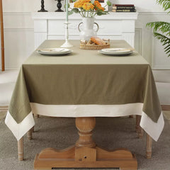 Decorative Tablecloth - Beige With White Bordered