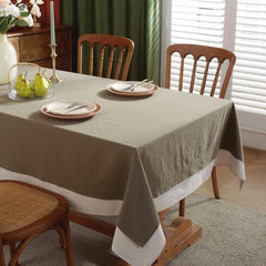 Decorative Tablecloth - Beige With White Bordered
