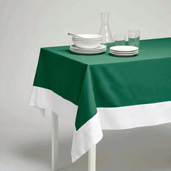 Decorative Tablecloth - Dark Green With White Bordered