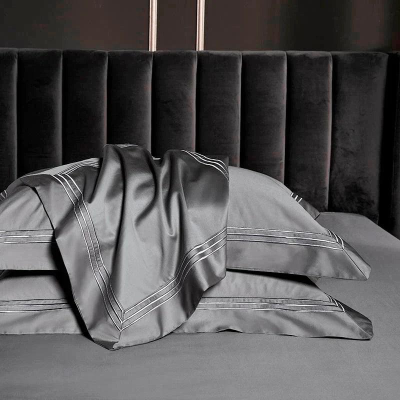 Embroidered Luxury Duvet Set-Dark Grey