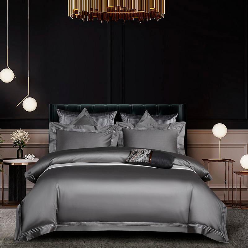 Embroidered Luxury Duvet Set-Dark Grey