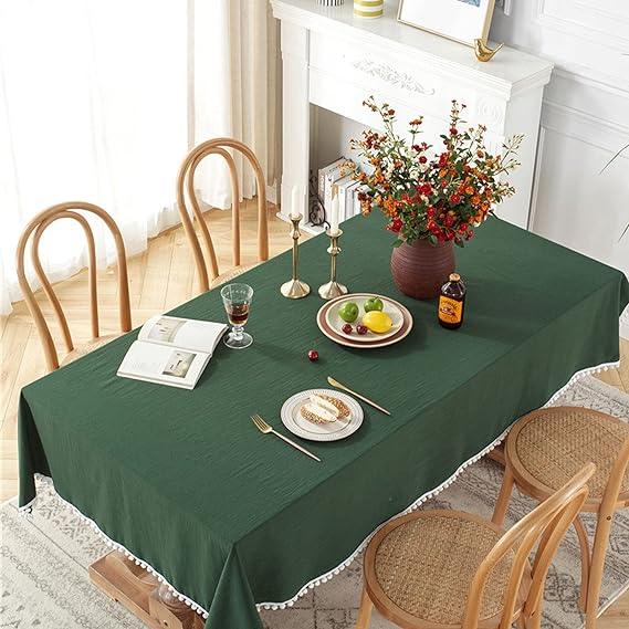 Pompoms Stitching Table Cover - Dark Green