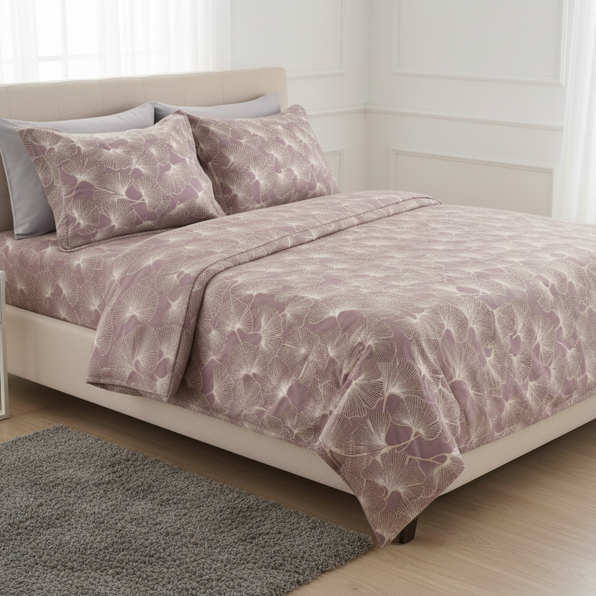 Double Cotton Bed Sheet - Ginkgo Leaves