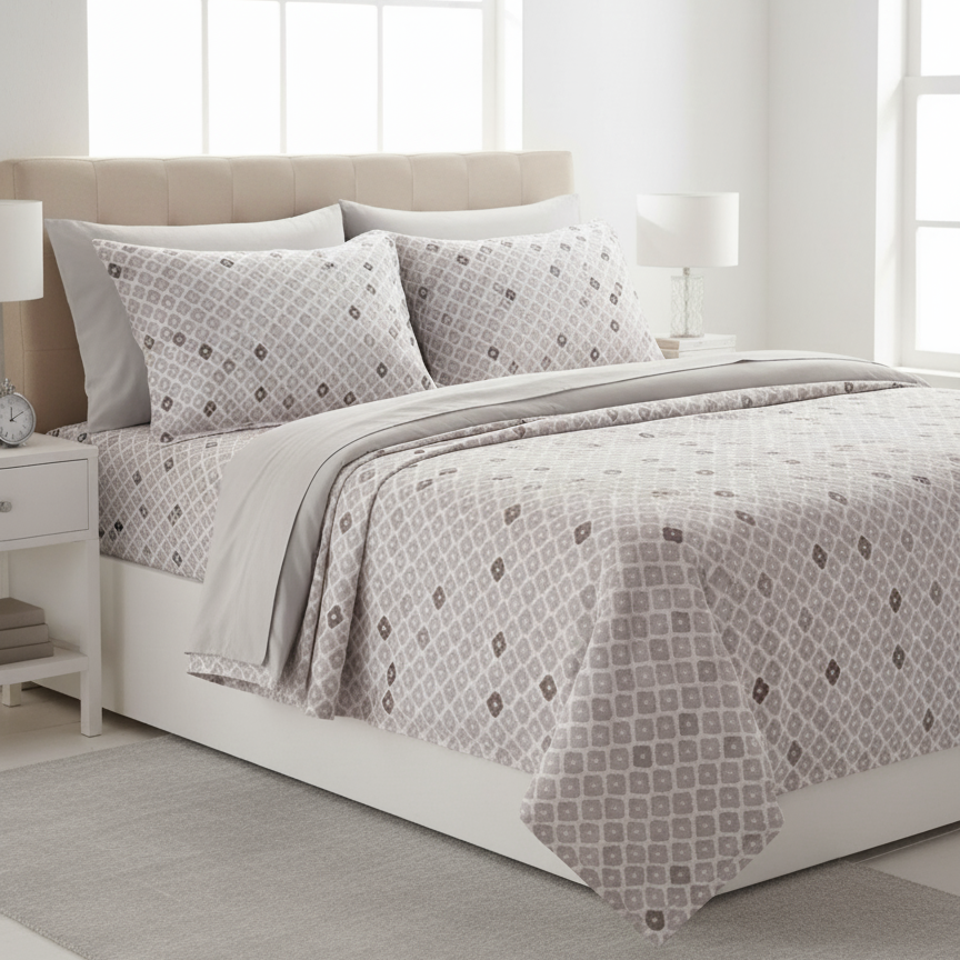 Double Cotton Bed Sheet - Gray Elegance