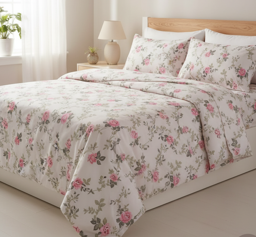 Double Cotton Bed Sheet - Heritage Rose