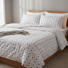 Double Cotton Satin Bed Sheet - Black Petal