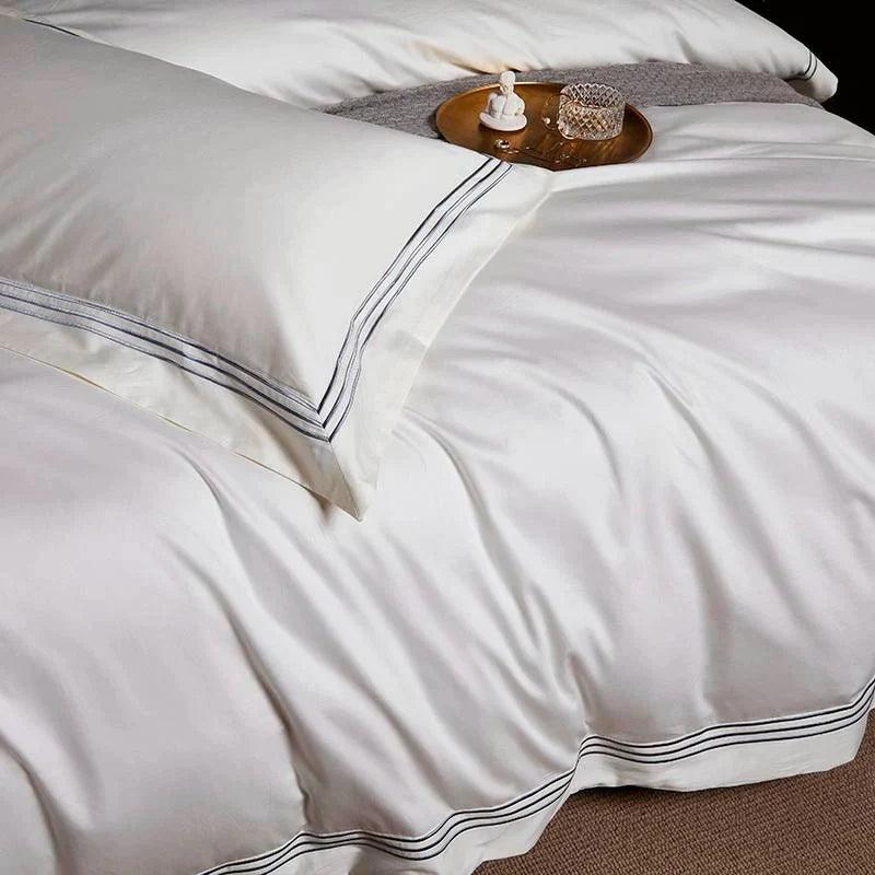 Embroidered Luxury Duvet Set- Dove White