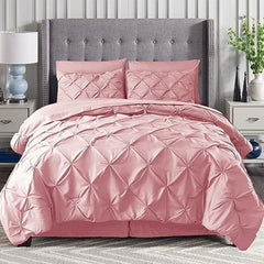 Luxury Satin Pintuck Duvet Cover Set - Dusty Pink