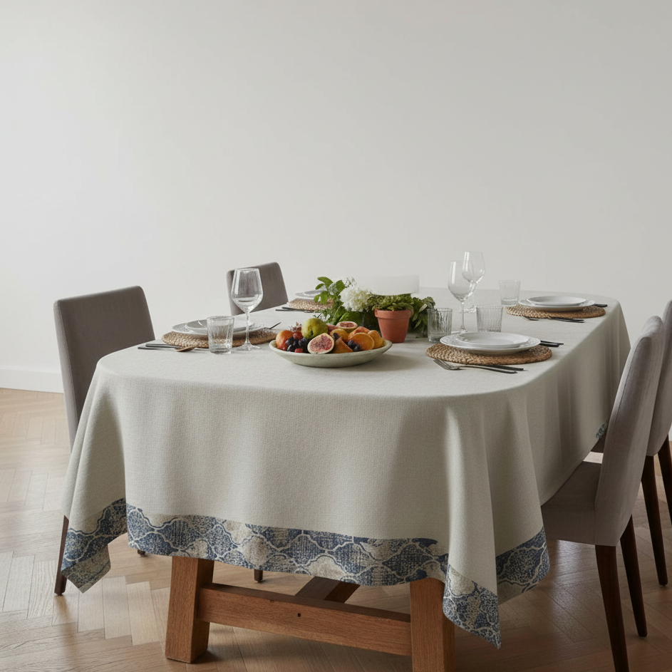 Elegant Cotton Table Cover with Ankara Edge