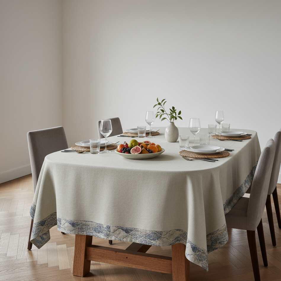 Elegant Cotton Table Cover with Ankara Edge