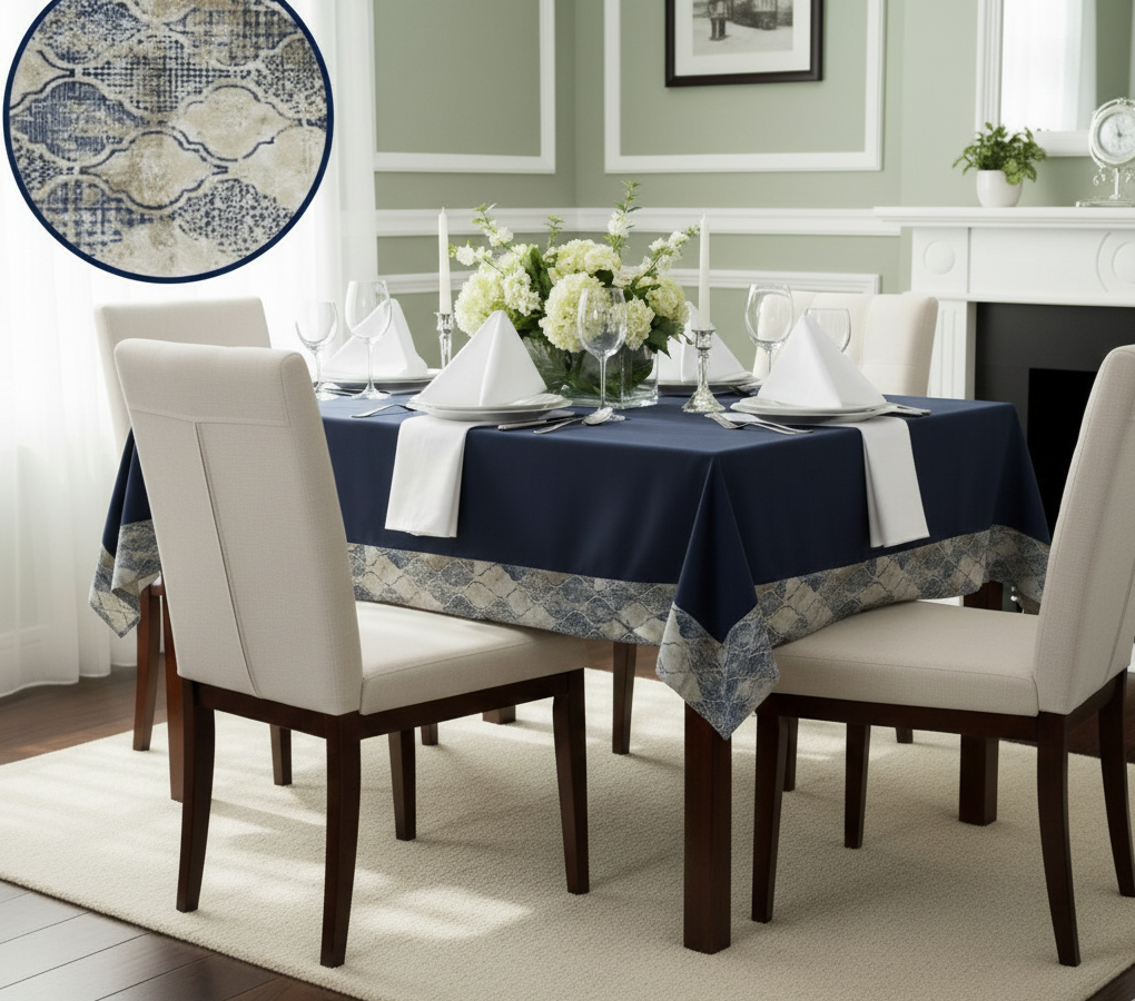 Elegant Cotton Table Cover with Ankara Edge