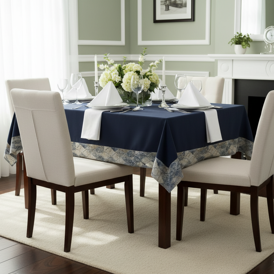 Elegant Cotton Table Cover with Ankara Edge