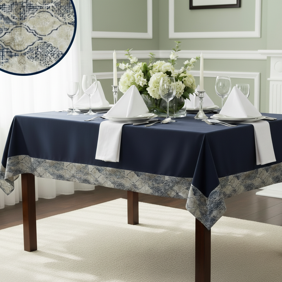 Elegant Cotton Table Cover with Ankara Edge