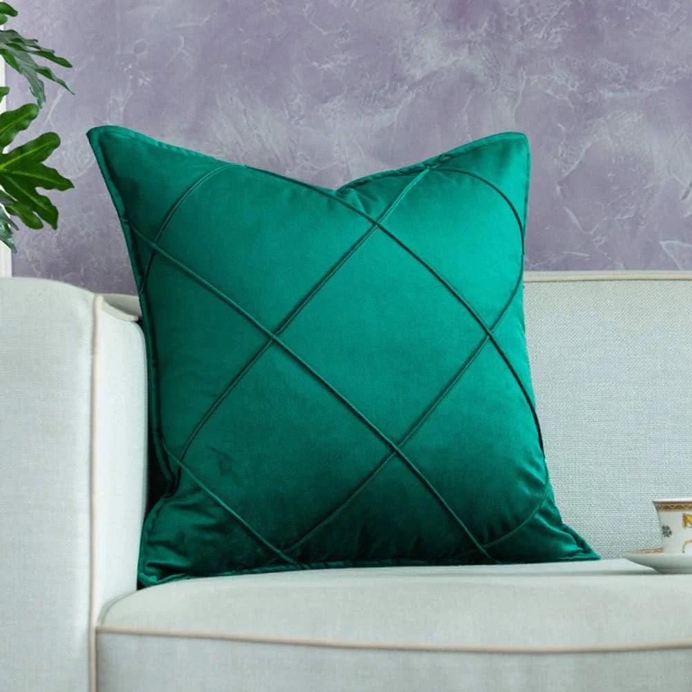 Cross Pleated Velvet Cushion Covers - 1 Pc