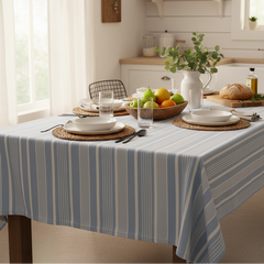 Waterproof Blue Irregular Stripe Printed Table Cover