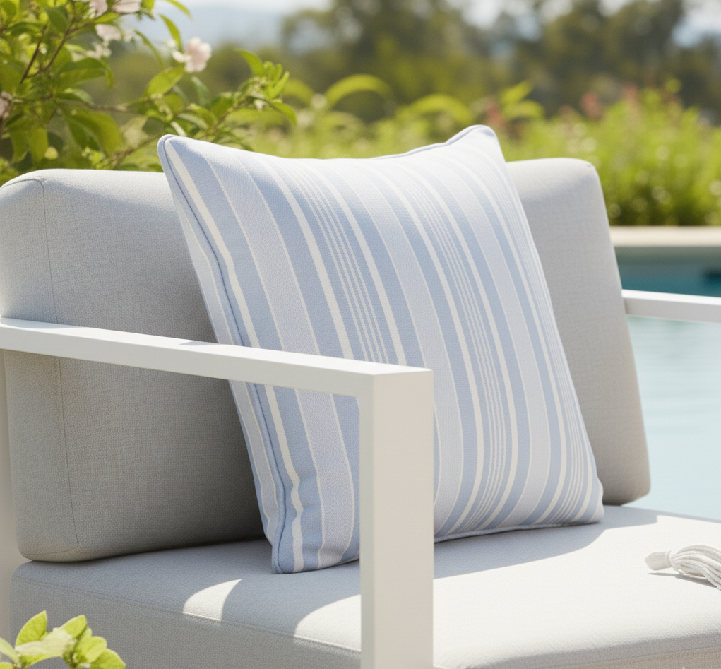 Waterproof Blue Irregular Stripe Printed Cushion Cover-1 Pc