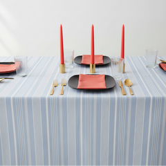 Waterproof Blue Irregular Stripe Printed Table Cover