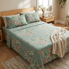 Double Cotton Bed Sheet - Sage Haven Floral