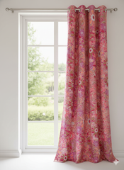 2Pc Printed Eyelet Curtain – Bloom in Pink Vibrant Floral