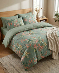 Sage Haven Floral Cotton Printed Duvet Cover Set