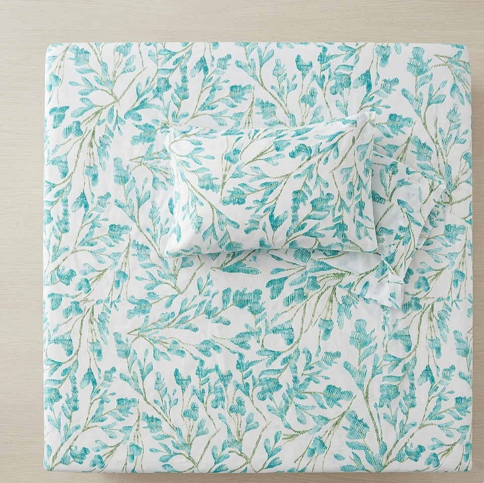 Premium Cotton Double Bed Sheet Set - Oceanic Oasis