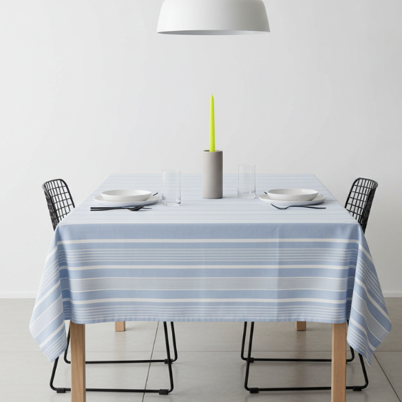 Waterproof Blue Irregular Stripe Printed Table Cover