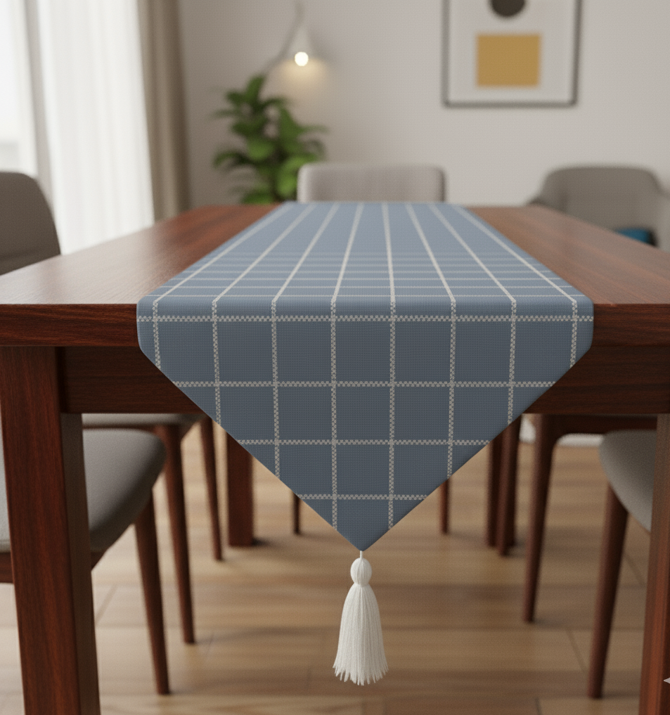 Waterproof Dining Set - Modern Vintage Blue Check