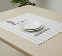Waterproof Printed Table Mats - Ticking Stripe Grey