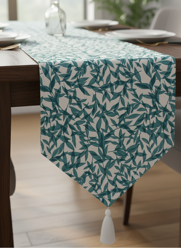 Waterproof Dining Set - Teal Green Leaves