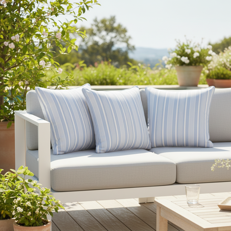 Waterproof Blue Irregular Stripe Printed Cushion Cover-1 Pc