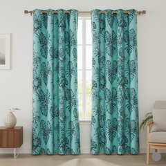 2Pc Waterproof Printed Curtains - Tropical